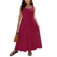 thumbnail image 4 of Bosfbaoi Plus Size Dresses for Women Flowy A-Line Maxi Dress Scoop Neck Sleeveless Womens Dresses Casual Solid Tank Dress Summer Dresses for Women 2026, 4 of 9