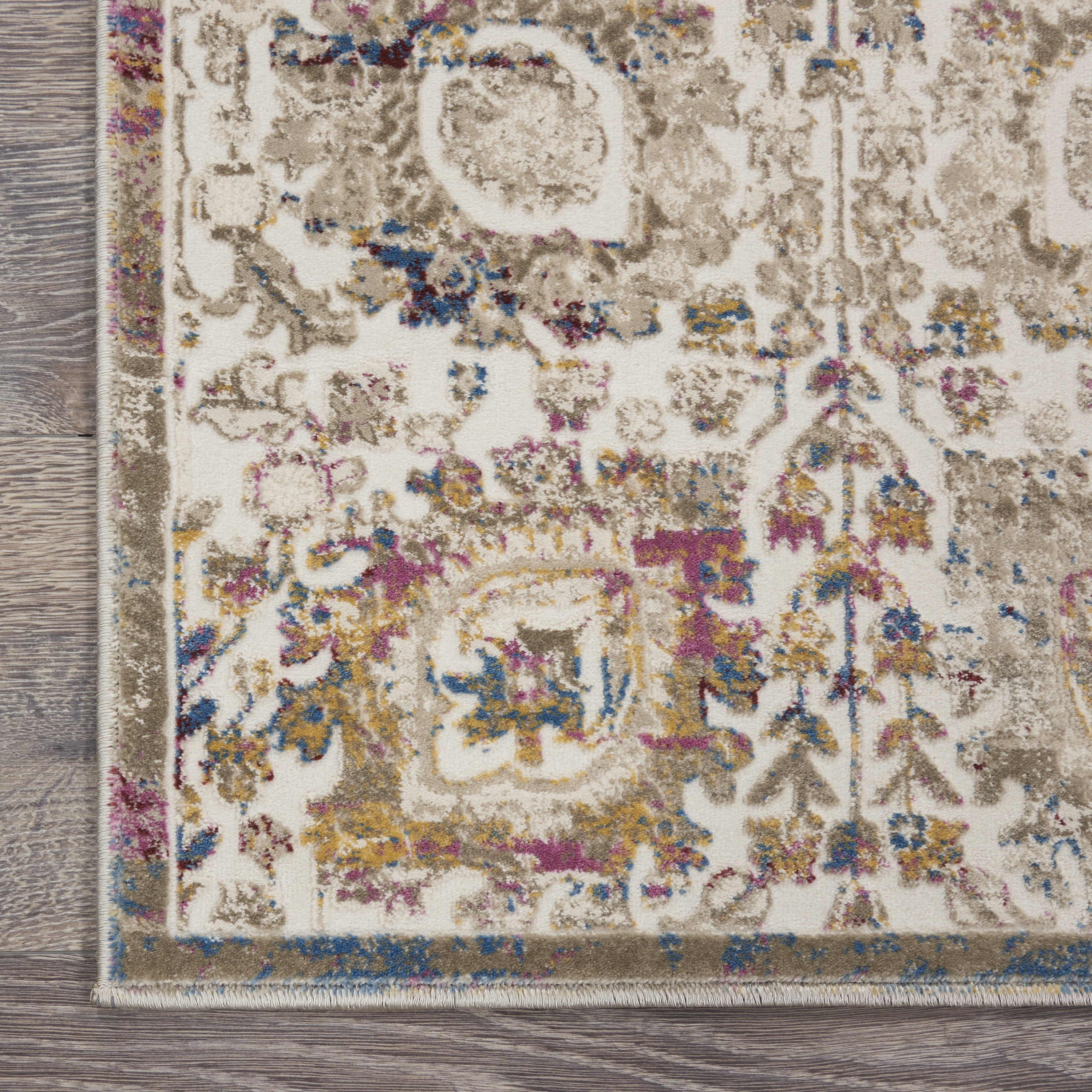 Nourison Vintage Vita Floral Ivory/Multi 2'2" x 7'6" Area Rug, (2x8)