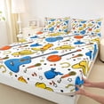 thumbnail image 3 of Manfei Cartoon Guitar Microphone Full Size Sheets 4-Piece, Cowboy Rustic Life Bed Sheets, Stars Music Notes Horseshoes Sheet Sets, Super Cozy Room Decor, 3 of 7