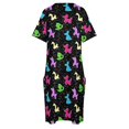 thumbnail image 4 of Vestido holgado de bolsillo negro con estampado clásico de animales y globos. Vestido de verano para mujer. Vestidos largos., 4 of 6