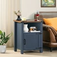 thumbnail image 3 of Joaxswe 18" Farmhouse Nightstand with Charging Station Set of 2, Open Shelf Bedside Table for Bedroom, Navy Blue, 3 of 7