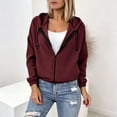 thumbnail image 6 of Windproof Workwear Utility Coat Fashion Women Solid Rain Jacket Outdoor Hooded Windproof With Pocket Coat Wine M, 6 of 8