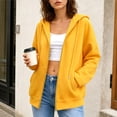 thumbnail image 3 of Mittory Women Zip Up Hoodie Jacket, Drawstring Hood Side Pockets Long Sleeve Loose Fit Solid Casual Sweatshirt Coat, 3 of 7