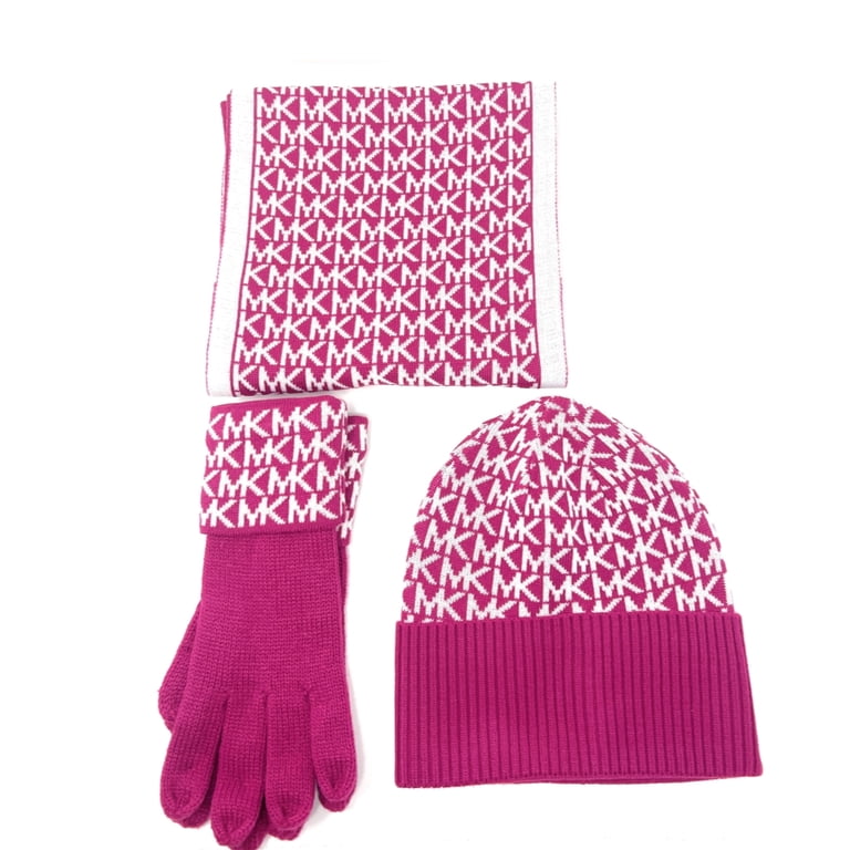 Michael Kors Knit Monogram Beanie Scarf Gloves 3-Piece Set  display picture 1