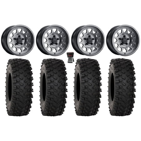 Method 414 15 Wheels Graphite +38mm 33 ATX470 Tires Polaris RZR Turbo R & Pro R Ranger 1500 Xpedition