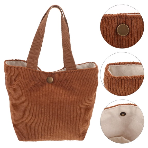NICEXMAS Lunch Bag Tote Bag Khaki Corduroy 1Pack
