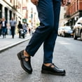 thumbnail image 2 of Q-235 Black Office Casual Loafers Womens Vintage Strap Buckle Round Toe Comfortable Slip On Pu Party Shoes, 2 of 6