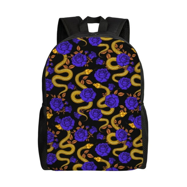 Fotbe Golden Snake And Purple Rose Mochila de Viaje para Laptop, Mochila Ejecutiva Delgada y Resistente 15.6"