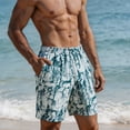 thumbnail image 4 of Zynoxe Summer Shorts for Men with Pockets Adjustable Drawstring Waist Men's Knee Length Shorts Fashion Hawaii Printed Casual Beach Shorts Comfy Breathable Quick-Dry Swim Trunks 3XL, 4 of 6