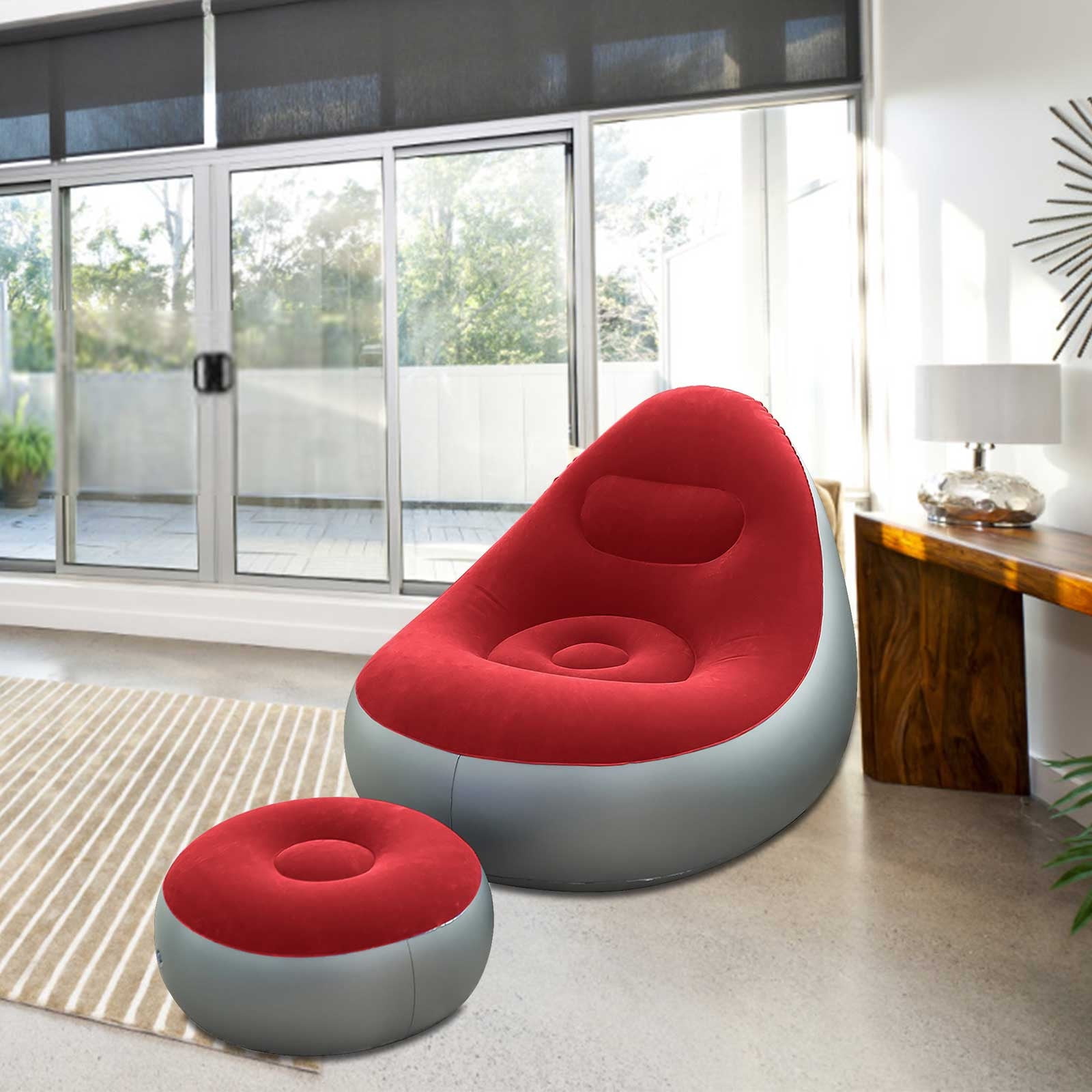 hengsof Inflatable Couch, Blow Up Lounger Chair, Folding Lazy Sofa, Inflatable Furniture for Camping, Fishing, Party, Beach, Sunbathing, Hiking