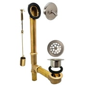 Westbrass 14" Brass Bathtub Assembly with Trip Lever and Strainer Drain, Stainless Steel