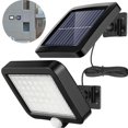 thumbnail image 1 of Lámparas solares para exterior, lámpara solar exterior de 56 LED con detector de movimiento, resistente al agua Ip65, ángulo de iluminación de 120, lámpara solar de pared para jardín con cable, 1 of 5