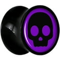 thumbnail image 2 of Body Candy 0g 2PC Black Acrylic Purple Simple Skull Saddle Plugs Double Flare Plug Ear Plug Gauges 8mm, 2 of 4
