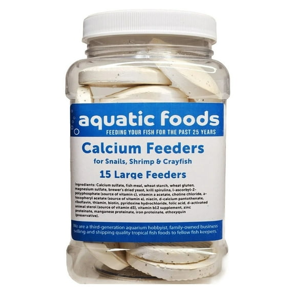 Calcium Enriched Sinking Feeder Disks and Holiday Feeding Food for Shrimp, Snails, Crabs, Crayfish, Hermit Crabs, Plecos, Catfish, all Tropical Fish. 15 Large Discs.... Medium Jar
