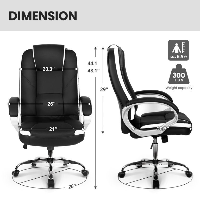 Neo Chair Ergonomic High-Back Executive Leather Office Desk Chair, Black