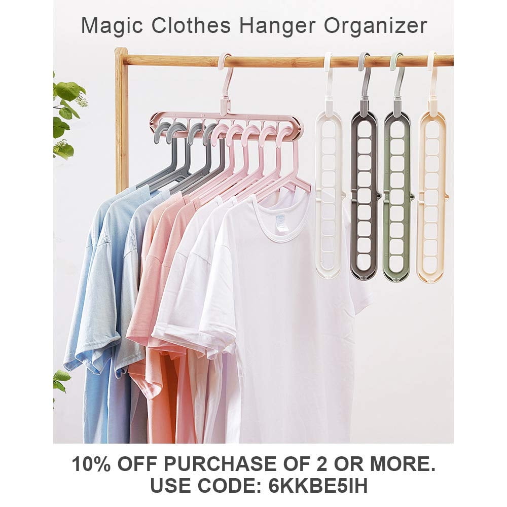 Boxusa Space-Saving-Hangers, 5 Pack Plastic Closet-Organizers,  Magic-Hangers for Clothes Organizer, Closet-Organizers-and-Storage