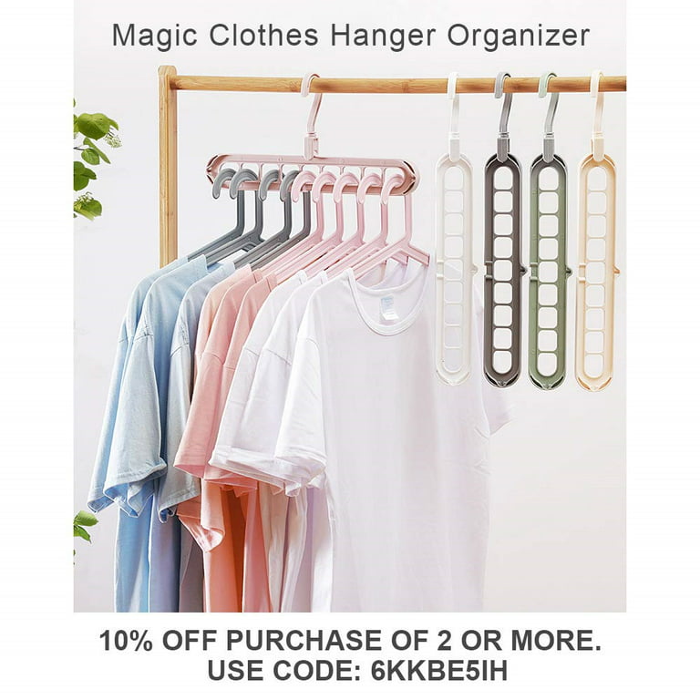 12 Pcs Space Saving Hangers- Closet Space Saver Hanger Organizer - Sturdy  Plastic Multi Hangers for Heavy Clothes Storage by Casewin 