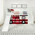 thumbnail image 2 of Low Loft With Stairs, Easy Slide & Firetruck Curtain, White, 2 of 11