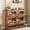 Brown, variant on Ourlova Shoe Storage Cabinet with 4 Flip Drawers Wood Shoe Cabinet with Rattan Doors and Adjustable Shelves Freestanding Shoe Organizer Black