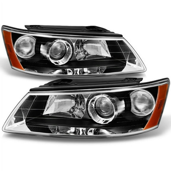 AKKON - For Hyundai Sonata Black Bezel Projector Headlights Headlamps Front Lamps Replacement Pair Left   Right