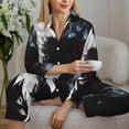 thumbnail image 6 of Gukieu Butterfly Angel Wings Art Print Women's Long Sleeve Pajama Set, Button Top Elastic Pocket Pajama Pants Two Piece Set Home Wear-Medium, 6 of 7