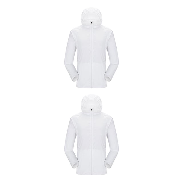 Jumpingount Chaqueta de protección solar de manga larga Abrigo con capucha unisex Ropa L Blanco Type2 NO2