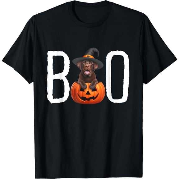 Hot Trending Kiraa Tee With Chocolate Lab Puppy Pumpkin Boo Witch Hat Dog Dog Unisex S-5Xl T-Shirt