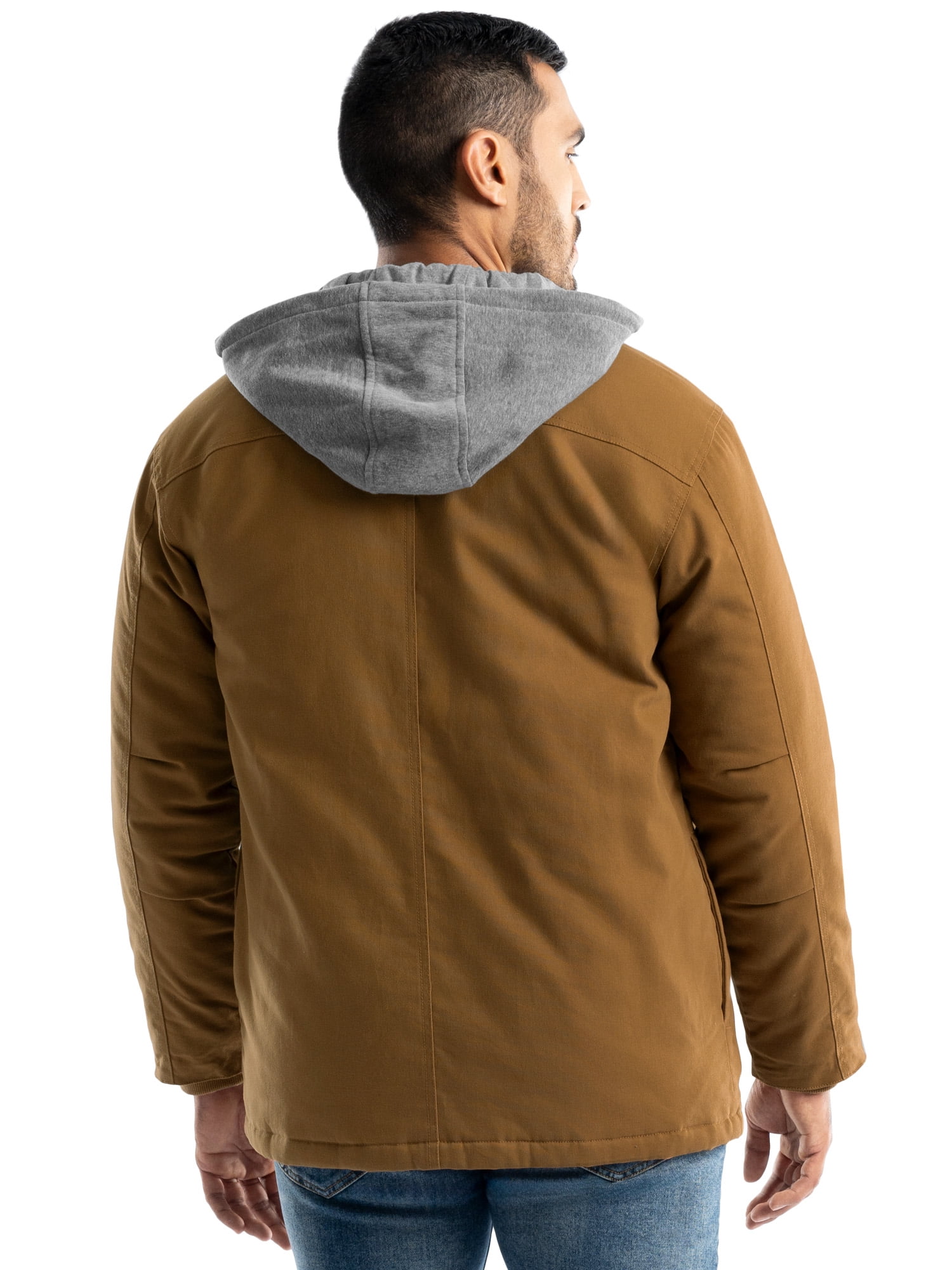Wrangler Workwear Men's Quilted Lined Work Shirt Jacket with Hood, Size S-5XL (Men's and Big Men's)