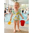 thumbnail image 5 of BemeyourBBs Toddler Baby Girl Summer One Piece Swimsuit Infant Girl Bathing Suit Cute Daisy Lemon Print Flying Sleeve Round Neck Swimwear for Pool Beachwear, 5 of 9