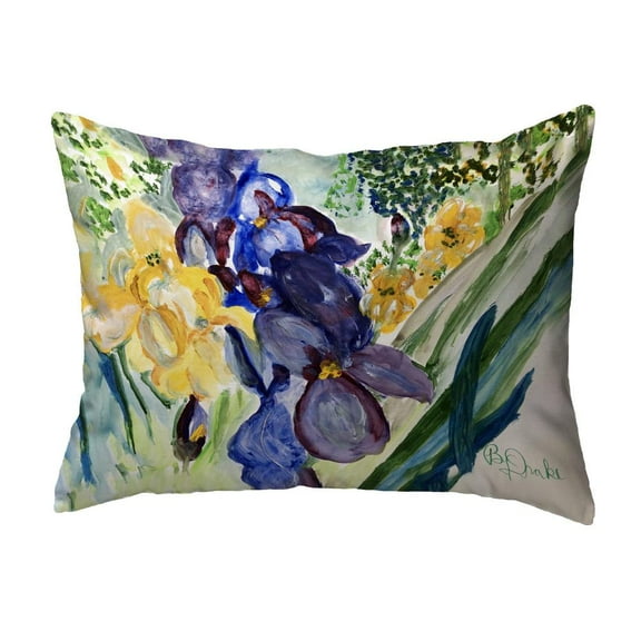 Betsy Drake Interiors Yellow & Blue Iris No Cord Pillow 16x20