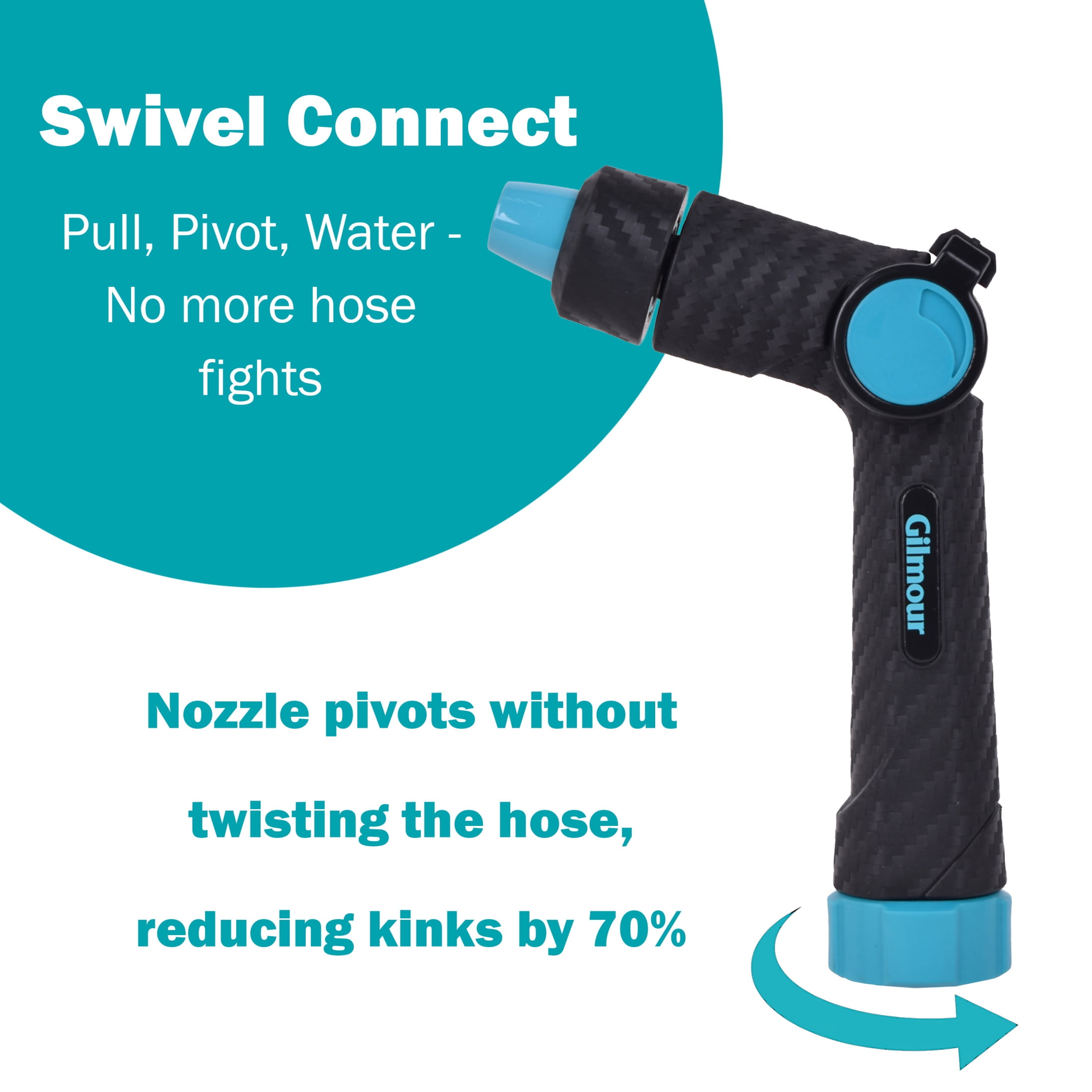 Gilmour Heavy Duty Swivel Connect Adjustable Hose Nozzle, Jet to Mist, Thumb Control, Ergonomic Non-Slip Grip