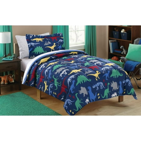 Mainstays Kids Dino Roam Bed In A Bag Bedding Set W Reversible