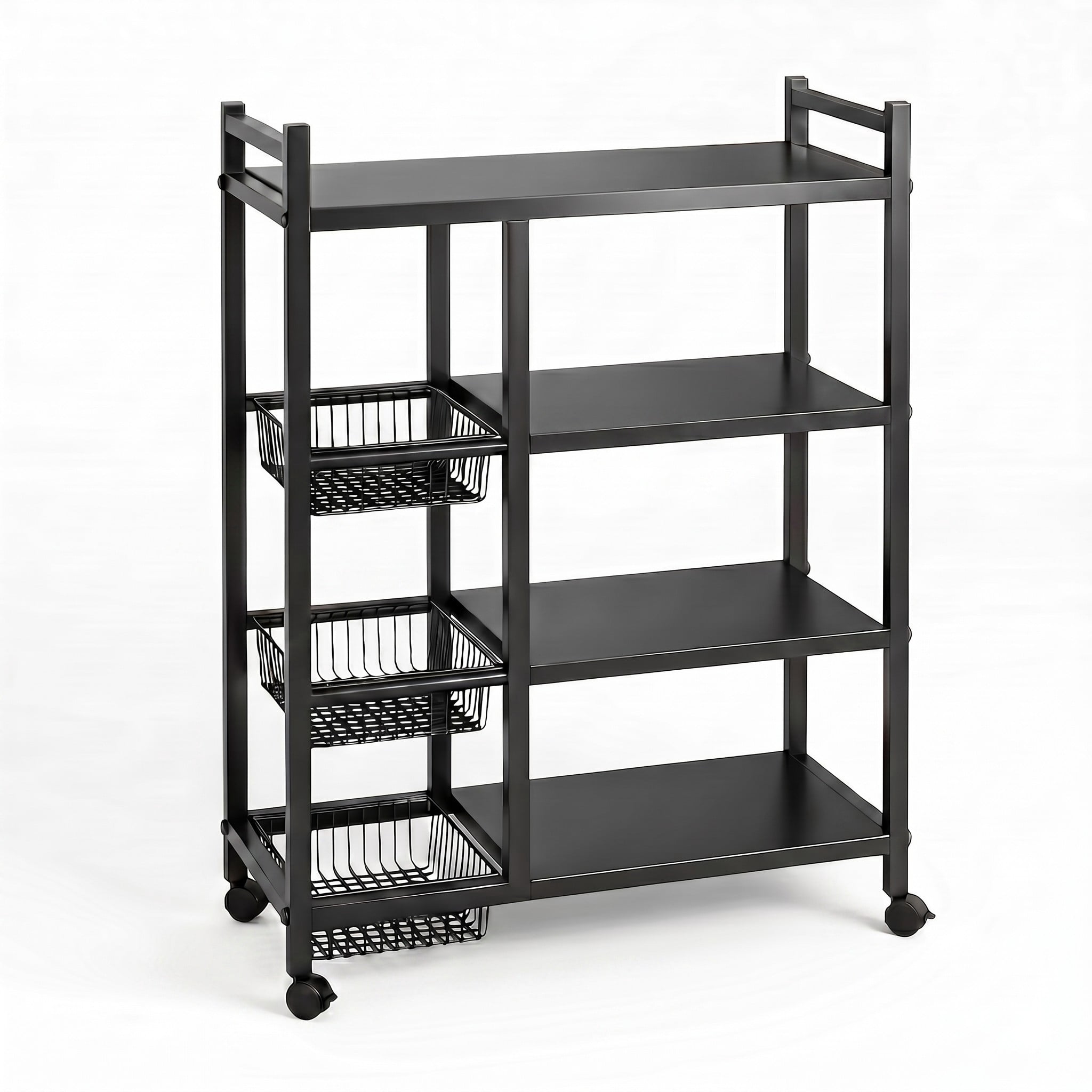 Rolling Kitchen Storage Cart with Shelves and Baskets, Mobile Pantry Organizer for Kitchen, Coffee Station and Small Spaces, Multiple Styles Available