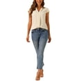 thumbnail image 2 of INSPIRE CHIC Women's Summer Office V-Neck Solid Color Casual Chiffon Ruffle Sleeve Blouse, 2 of 4