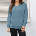 thumbnail image 2 of Women's Long Sleeve Sweatshirt No-Cap V-Neck Solid Color Outfits Casual Fall Clothes Basic Fashion Winter Clothing, 2 of 6