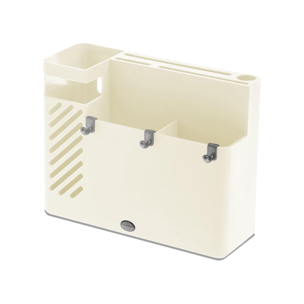 Soporte para utensilios de pared, resistente, organizador de cubiertos, caja de drenaje para palillos. Blanco