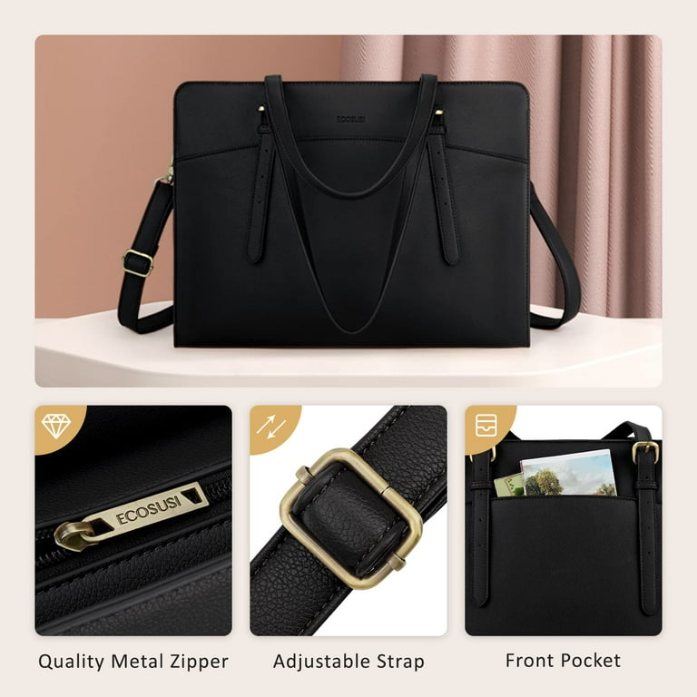 ECOSUSI Vegan Leather Laptop Bag for Women, 15.6 Inch Work ECOSUSI Vegan Leather Laptop Bag for Women, 15.6 Inch Work