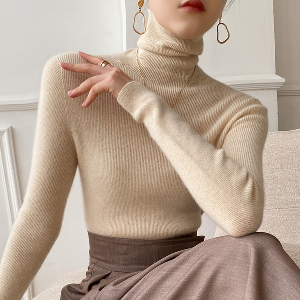 eaphi RANDOM RIB TURTLENECK KNIT beige
