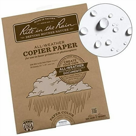 Rite in the Rain Laser Paper,8-1/2" x 11" Sheet Sz,PK50 8511-50