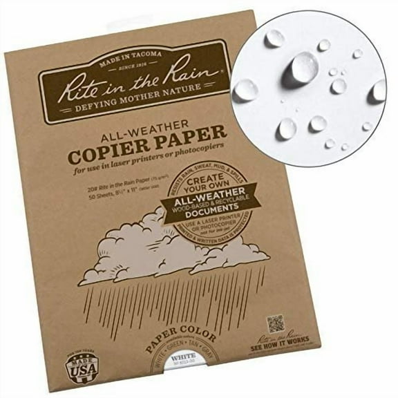Rite in the Rain Laser Paper,8-1/2" x 11" Sheet Sz,PK50 8511-50