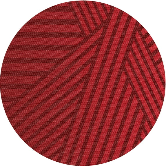 Ahgly Company Machine Washable Indoor Round Transitional Red Area Rugs, 3' Round
