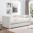 thumbnail image 5 of Twin Size Daybed with Trundle, Modern Corduroy Upholstered Pull-Point Sofa Daybed with Armrest and Backrest, No Box Spring Needed, Furniture for Bedroom, Guest Room, Beige, 5 of 9