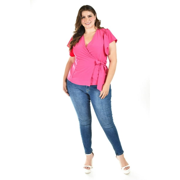 Blusa manga mariposa Roman Fashion /Tallas Extras, 1840 (Fiusha) fucsia 36