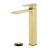 Cobbe Brushed Gold Bathroom Vessel Sink Faucet Waterfall Single-Hole Installation Faucet Single-Handle with Pop-Up Drain