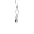 thumbnail image 2 of Angara Collier en Améthyste Naturelle - Pendentif Solitaire Rond en Améthyste avec Nœud Infini en Platine pour Femmes, 2 of 8