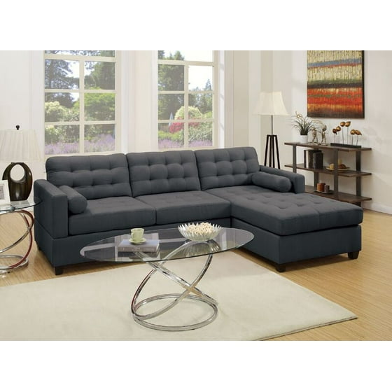 Simple Relax 2 Pcs Living Room Sectional Sofa Chaise Tufting Seat Back Upholstered Cushion