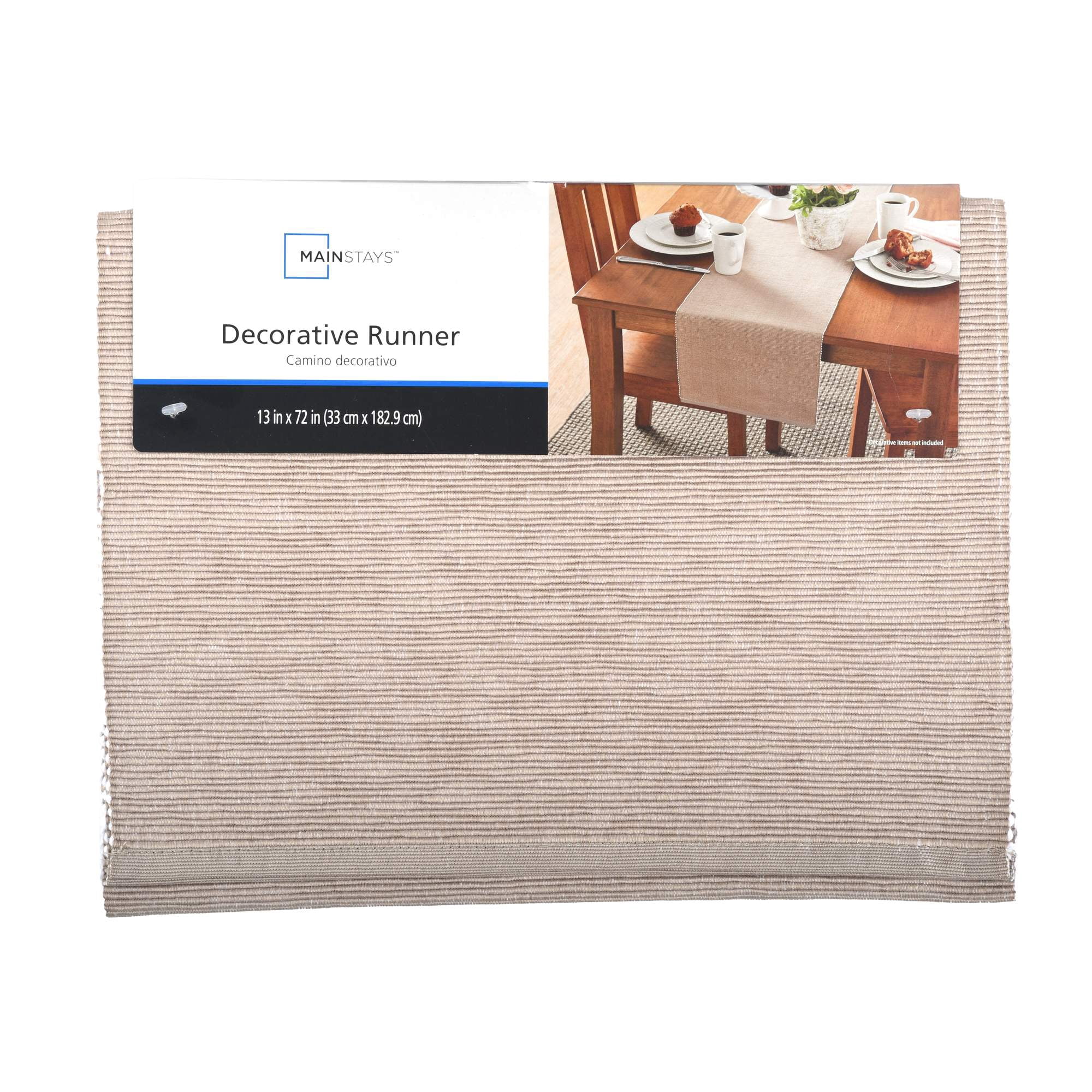 Mainstays Ribbed Chambray Table Runner, 13 in x 72 in, Cotton Polyester Blend, Tan, 1 Piece
