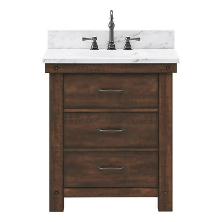 Water Creation Aberdeen 30" Wood Single Bathroom Vanity in Brown & White
