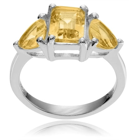 Brinley Co. Women's Citrine Sterling Silver 3-Stone Fashion Ring