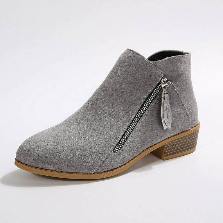 Juebong Women Ankle Boots Chunky Block Low Heel Comfortable